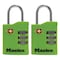 Master Lock 1-9/16 in. H X 5/8 in. W X 1-3/8 in. L Vinyl/Steel 3-Dial Combination Luggage Lock, PK2 4684T - alternate 1